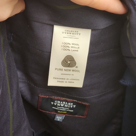 Charles Tyrwhitt 100% Wool Dress Pants Size 32 - Picture 3 of 6